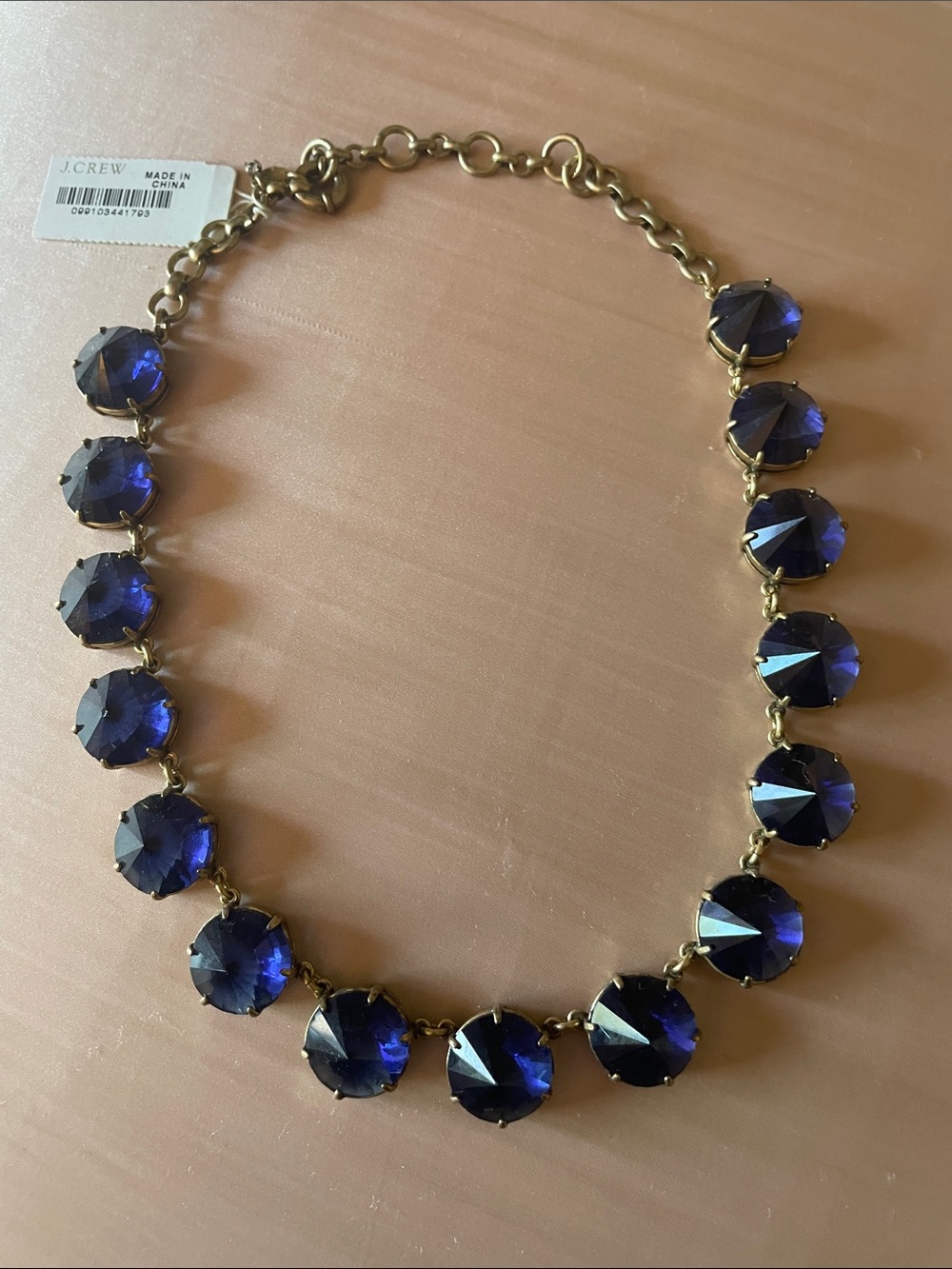 J. Crew Gold-Tone Necklace with Deep Blue Crystal Drops